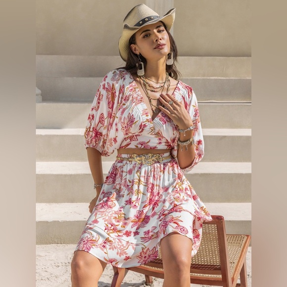 Two-piece Set Half Sleeve Top and Skirt Set - Picture 4 of 8